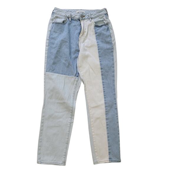 Pacsun Size L Colorblock Patchwork High Rise Straight Leg Mom Jeans Denim - Picture 1 of 9